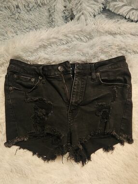 Aeropostale Black Ripped Frayed Denim Shorts